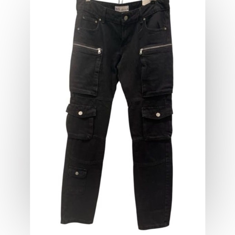 Zara Woman Black Utility Jeans Size 4 - Slim Cargo . NEW